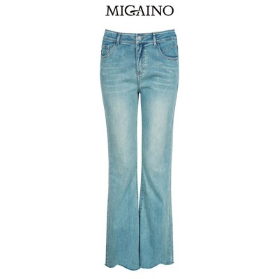 Migaino曼娅奴女装2024夏新款高腰九分裤直筒阔腿牛仔裤MO22NC029