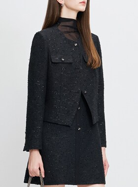 曼娅奴女装秋季新款精致名媛风修身通勤长袖短外套MP34SC608