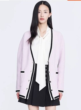 曼娅奴女装2023年春新款经典修身黑色百褶裙短裙半身裙MN12EA028