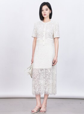 曼娅奴女装2026春新款轻奢优雅蕾丝绣花时尚半裙两件套MQ14MA606