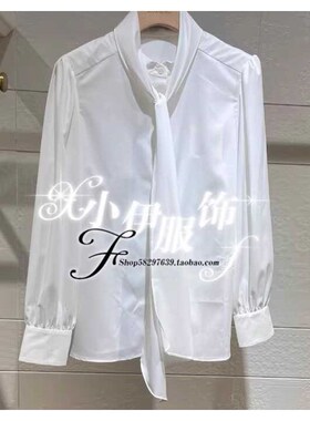 曼娅奴专柜正品2024春装新款时尚系带白色衬衫上衣女MO12AC023