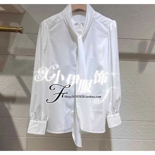 曼娅奴专柜正品2024春装新款时尚系带白色衬衫上衣女MO12AC023
