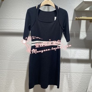 修身 新款 弹力显瘦女气质连衣裙MN12DW203 2023春季 曼娅奴专柜正品