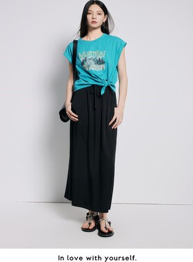 曼娅奴女装高腰百搭优雅垂感半身裙MP22EB029