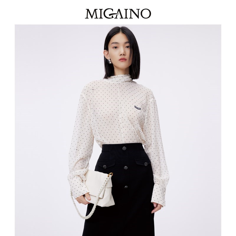 Migaino曼娅奴法式衬衫女2024春季新款气质小个子上衣MO12AC056