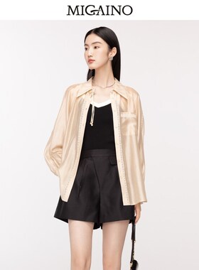 女装2024年早秋新款轻薄优雅通勤中式衬衫上衣MO34AC608