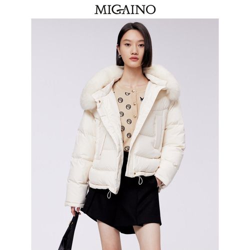 Migaino曼娅奴羽绒服女2023年秋冬新款白色保暖短款外套MN42IA011