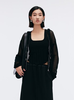 【商场同款Migaino曼娅奴2025新款黑色镂空外套上衣女MP12JK261