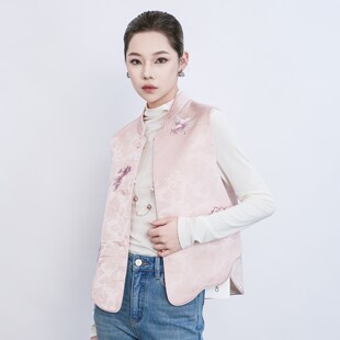 Migaino曼娅奴女装2026新款春装国潮风绣花舒适百搭马甲MQ12CA002
