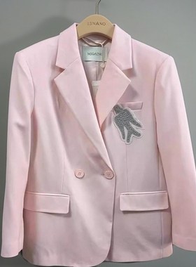 曼娅奴专柜正品2024春装新款西装领时尚简约百搭外套女MO12SS020