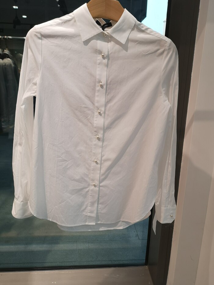 依文诺丁山女装女士商务职业装时尚修身纯棉白色衬衫吊牌价2280元