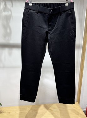 依文诺丁山男士商务秋冬弹腰修身舒适黑色休闲裤束脚裤吊牌1380元