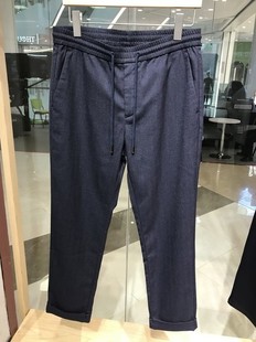 依文诺丁山新款男士腰绳藏蓝色休闲裤春秋冬款运动裤吊牌价1380元