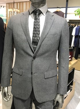 依文男士商务高端绵羊毛意大利REDA秋款灰色西服西裤吊牌价4580元