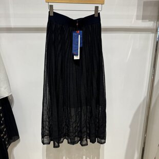 依文EVE CINA女士商务显瘦职业上班藏蓝色针织半身裙裙子专柜同款