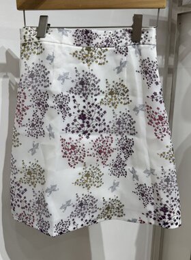 依文EVE CINA女士商务显瘦职业上班白色印花半身裙仙女裙子专柜款