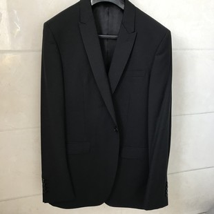 依文诺丁山男士商务绵羊毛纤维暗纹路黑色西服套西吊牌价3980元