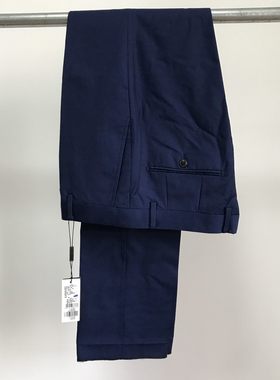 依文小码特价意大利Guabello进口纯羊毛面料蓝色西裤吊牌价1200元