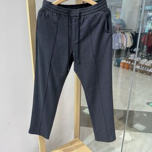 依文诺丁山男士商务休闲弹腰拉绳秋冬深灰色运动休闲裤吊牌1380元