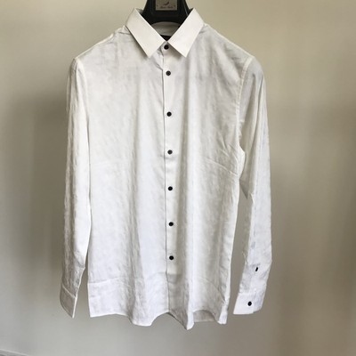 依文诺丁山男士商务时尚提花工艺抗皱微弹白色长袖衬衫吊牌1180元