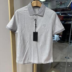 依文诺丁山男士商务棉桑蚕丝翻领灰色黑半袖短袖T恤polo衫1080元