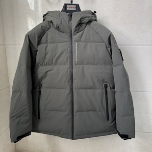 威家新款男士短款高端进口保暖防雨雪超厚款连帽黑绿色蓝色羽绒服