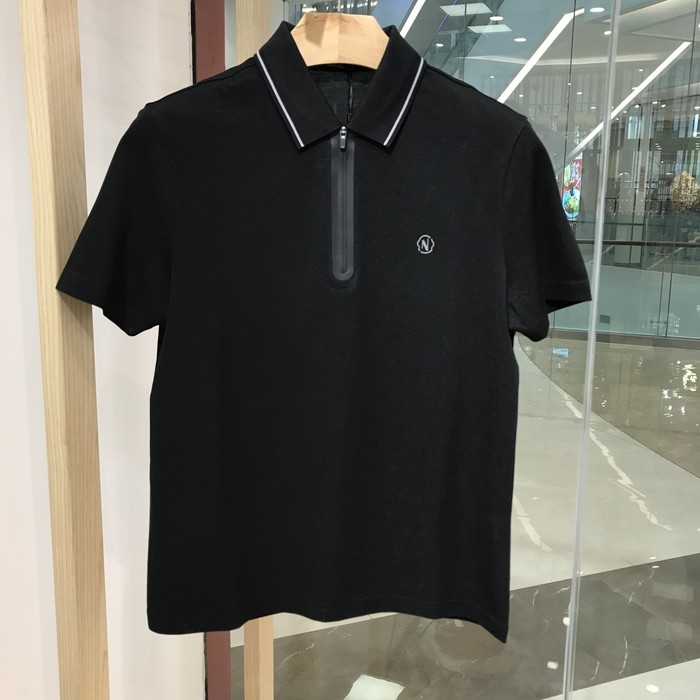 依文诺丁山新款男士商务时尚高档套头翻领黑色半袖短袖T恤polo衫