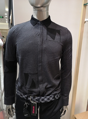 依文正品诺丁山商务秋冬170/88A男士灰色纯羊毛T恤毛衫专柜2380元