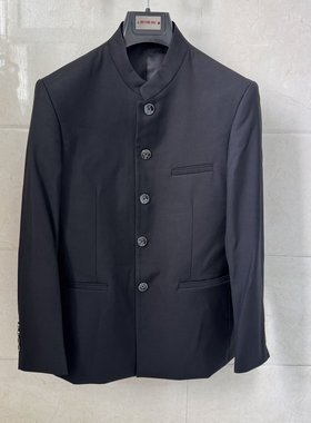 威尚梵恩斯男士高档商务春秋款黑色后中开中山装西裤吊牌价2899元