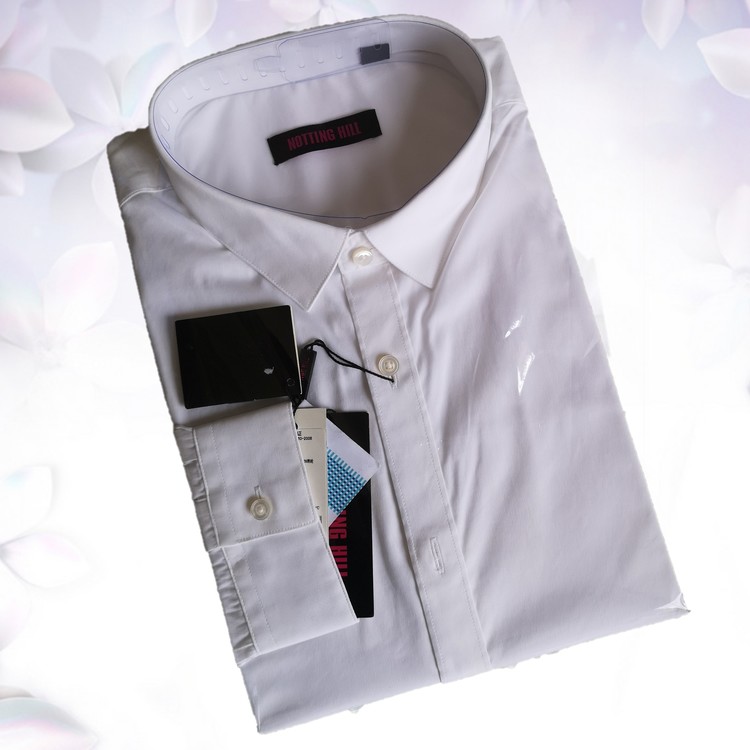 依文诺丁山男士商务时尚上班SOMELOS进口面料长袖正装白色衬衫