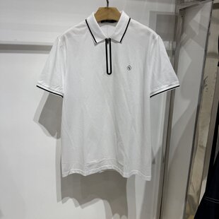 依文诺丁山190/特价男士商务时尚拉链翻领白色短袖T恤polo衫