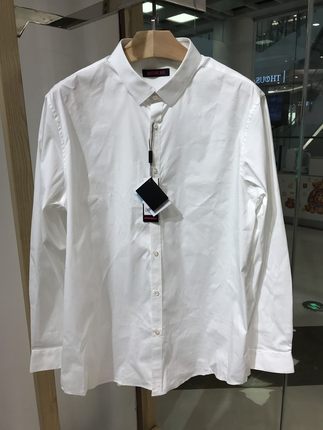 诺丁山男士商务时尚SOMELOS进口面料长袖正装白色衬衫吊牌1480元