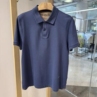 男士 短袖 新款 翻领棉桑蚕丝抗皱透气灰蓝色半袖 T恤 夏季 依文正品