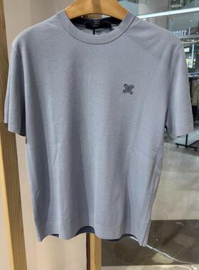 依文男士商务新款夏季棉弹抗皱透气圆领天蓝色半袖短袖T恤1380元