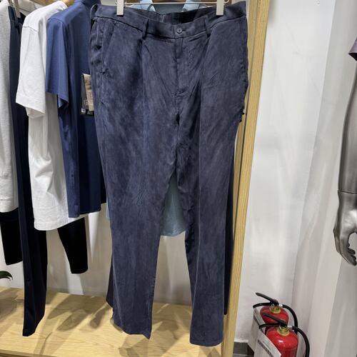 依文男士商务春夏高档铜氨纤维抗菌防臭藏蓝色春夏休闲裤专柜同款