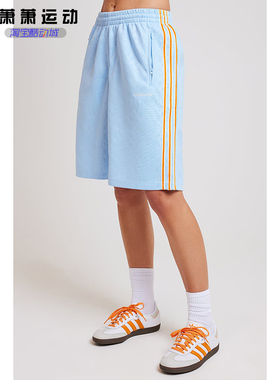 Adidas三叶草女子运动短裤复古透气宽松暗纹五分裤JC6143/6142