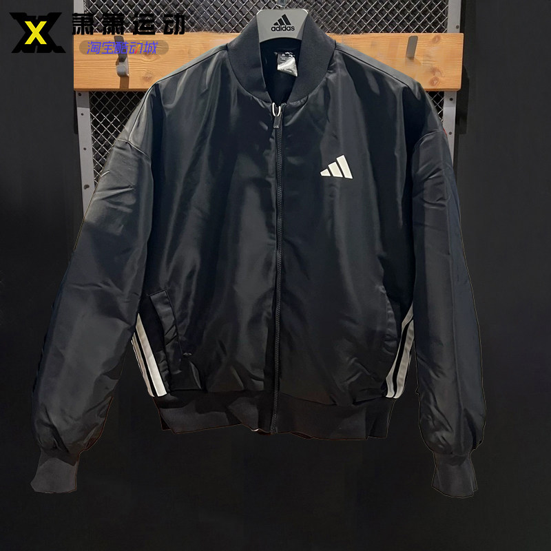 Adidas阿迪达斯男子加绒棒球服飞行员外套运动休闲立领夹克JN1825