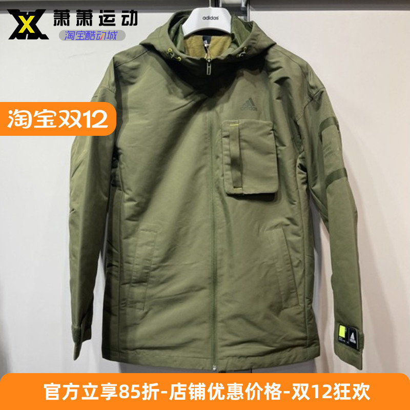 男子加绒保暖防风连帽工装外套