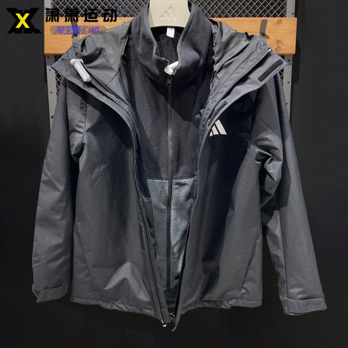 经典黑白连帽套头夹克