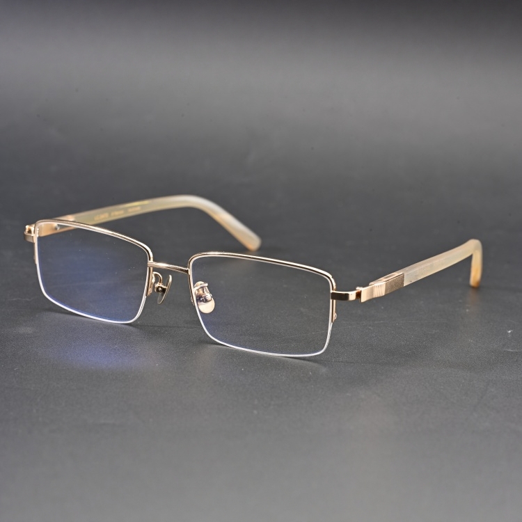 复古超轻半框镜框男复古手工眼镜牛角眼镜配近视防蓝光镜架男6606