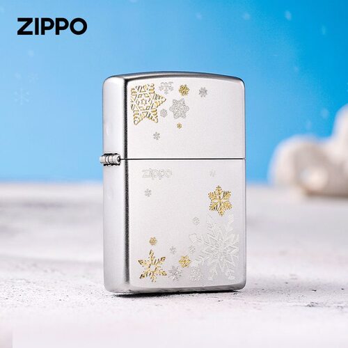 zippo打火机磨砂划刻浪漫雪花