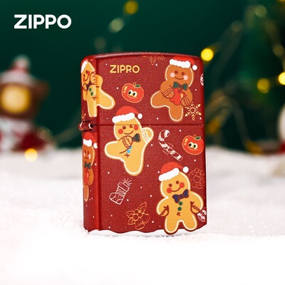 zippo打火机哑漆彩印圣诞姜饼人