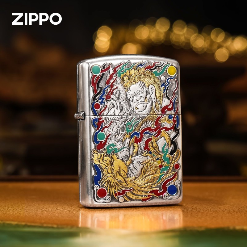 zippo打火机盔甲浮雕不动明王