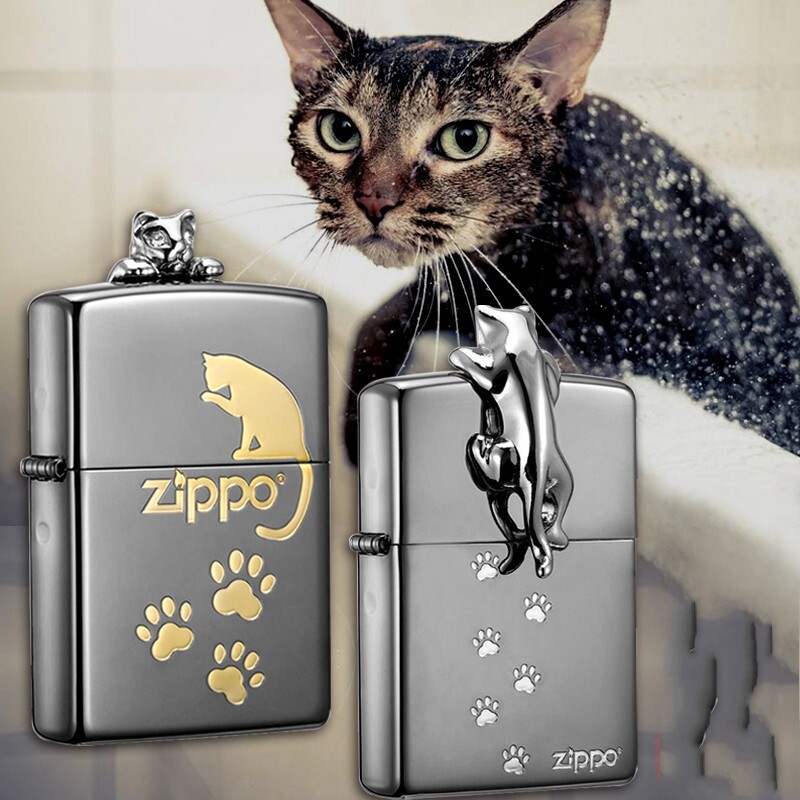 zippo打火机正版原装 黑冰趣味猫咪猫爪印 猫之凝望 个性收藏送礼