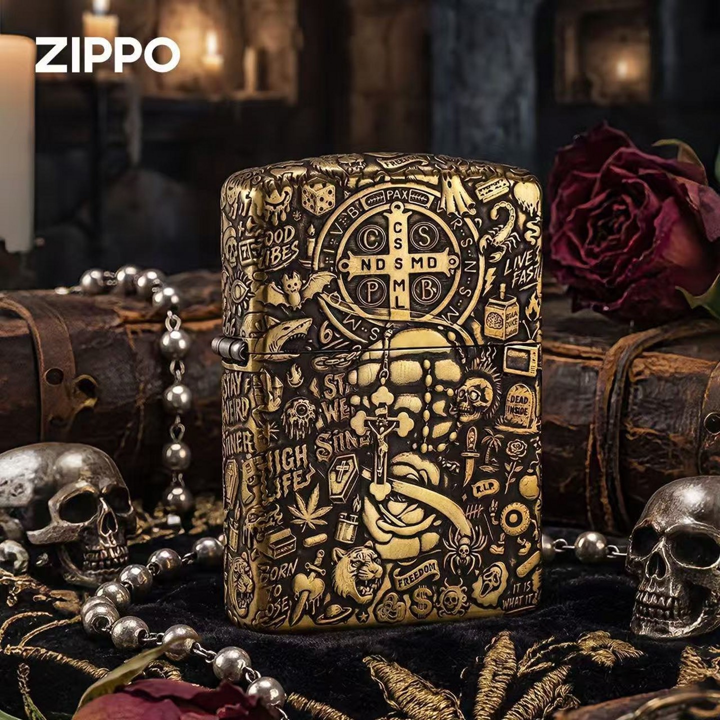 zippo打火机黄铜盔甲康斯坦丁