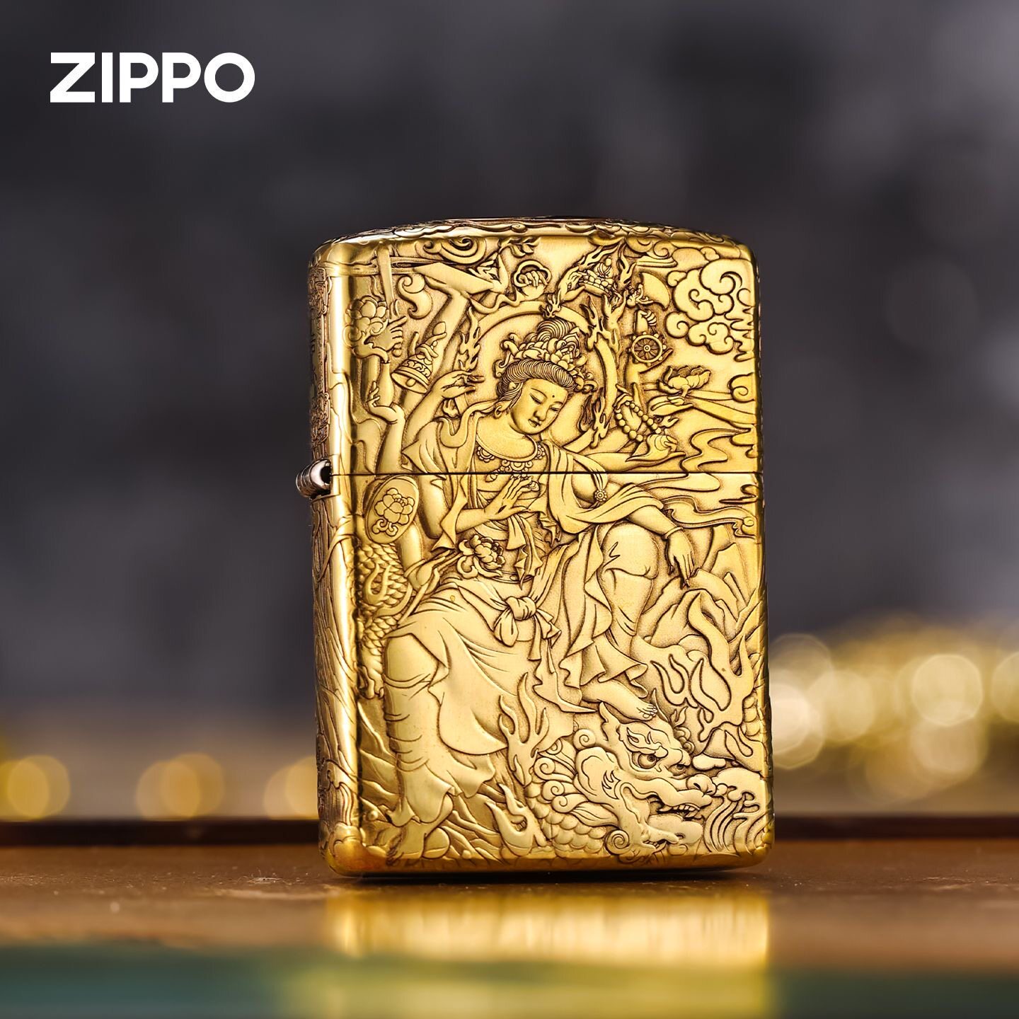 zippo打火机黄铜盔甲千手观音