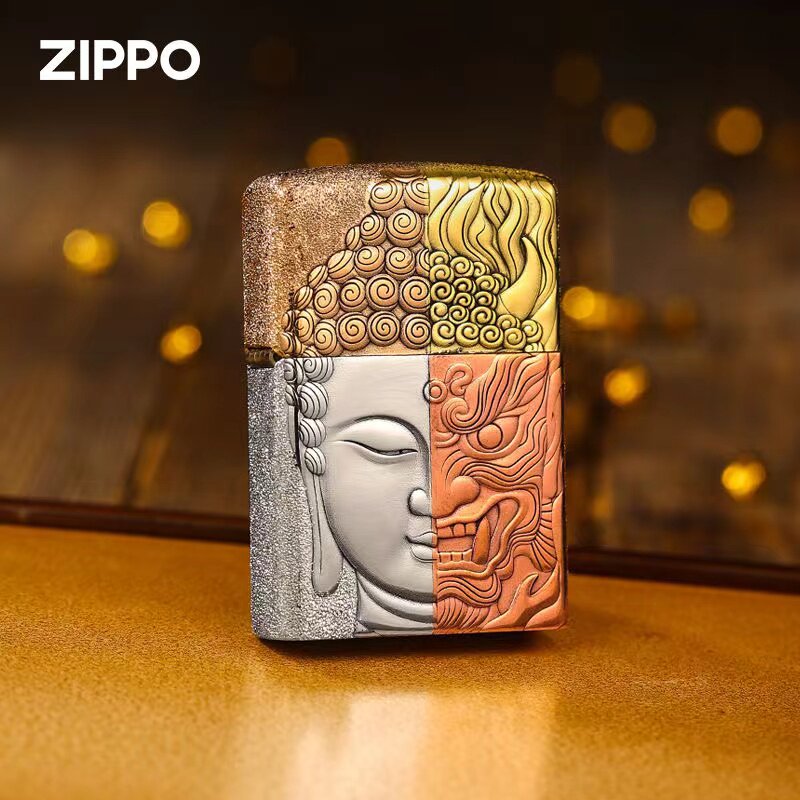 zippo打火机套壳浮雕一念佛魔