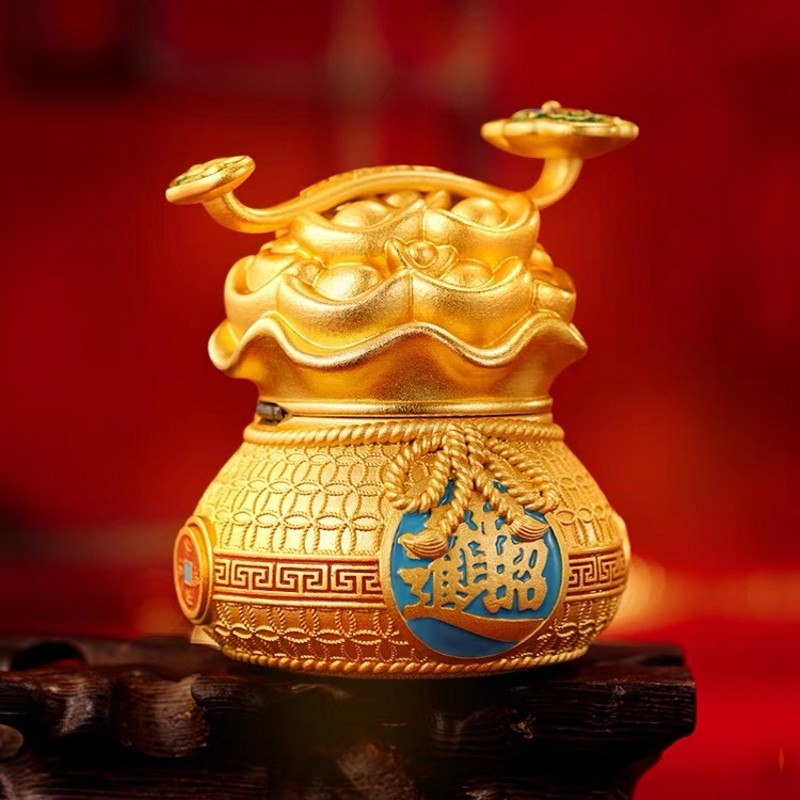 zippo打火机镀金花丝珐琅钱袋子