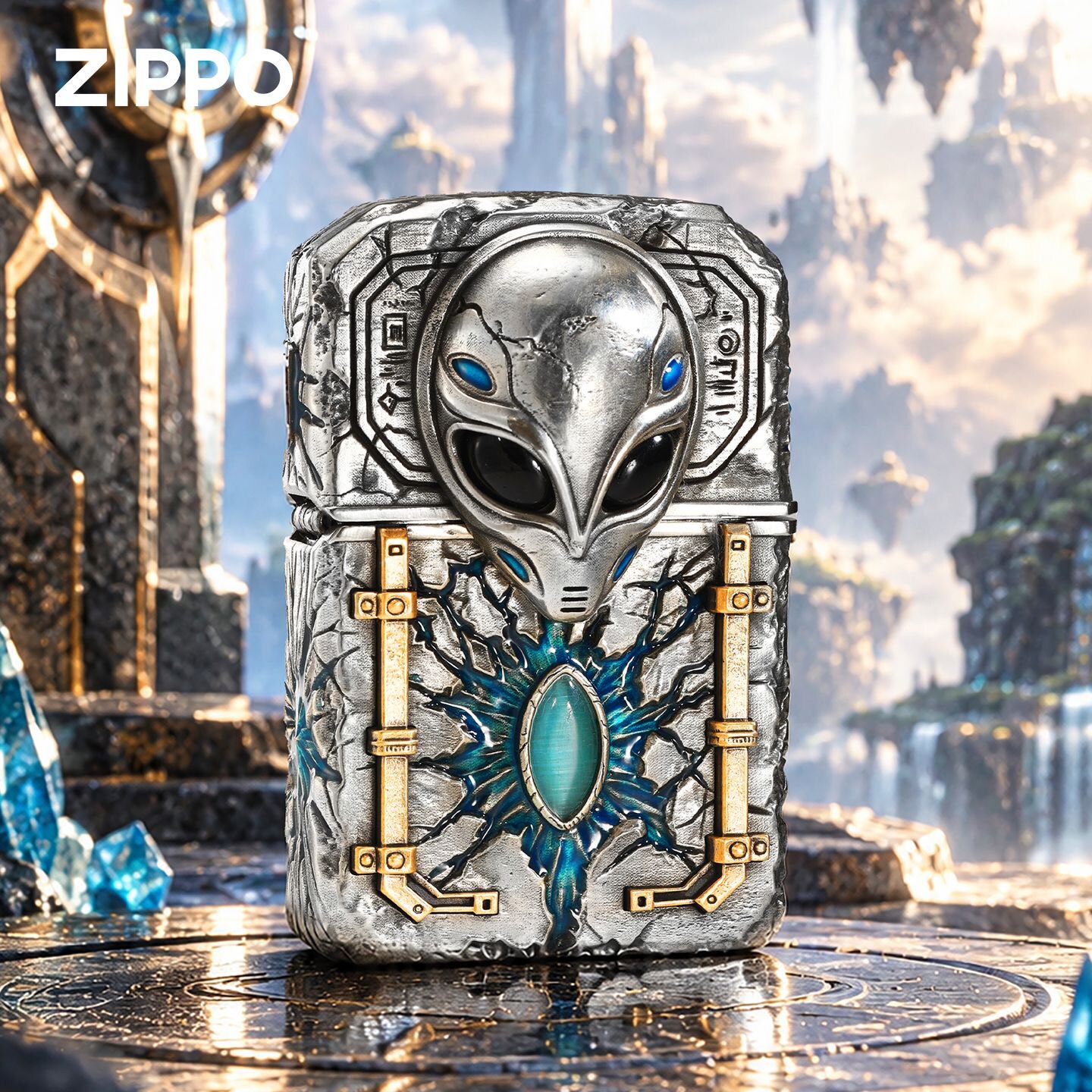 zippo打火机古银套壳星辰宇宙