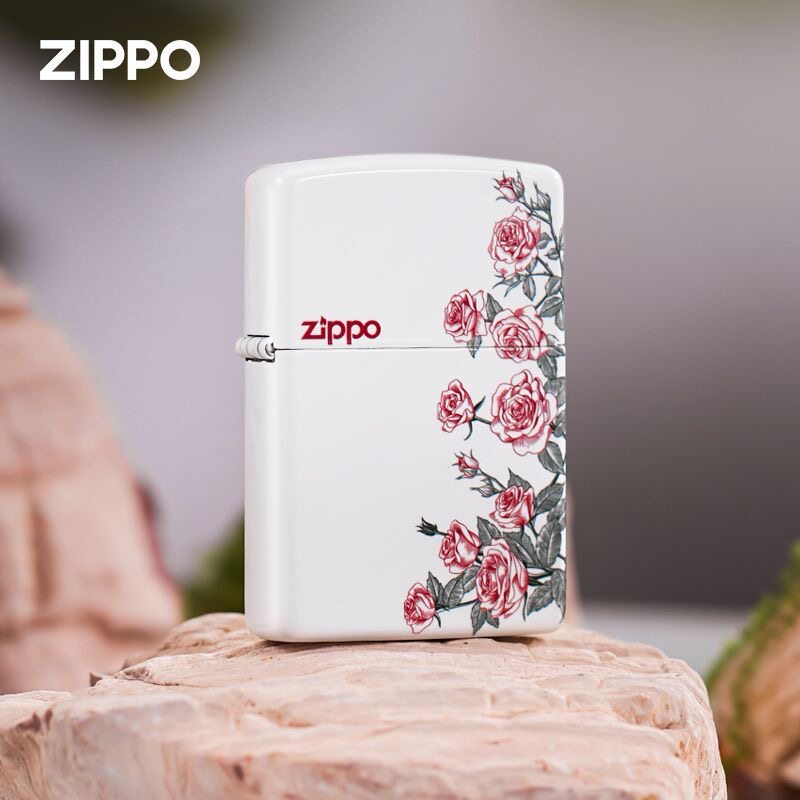 zippo打火机哑漆夜光彩印玫瑰